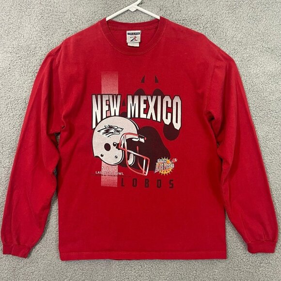 NCAA Other - Vintage UNM‎ Lobos Football T-Shirt 2002 Las Vegas Bowl Men’s Red Long Sleeve